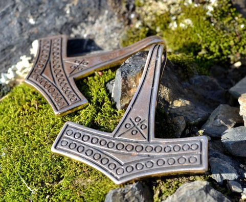 LARGE THOR'S HAMMER, ROMERSDAL, DENMARK, BRONZE, PENDANT