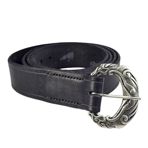 VIKING LEATHER BELT WOLF BORRE, BLACK