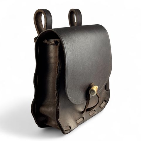 LEATHER HISTORICAL BELT BAG, ANTLER, BROWN