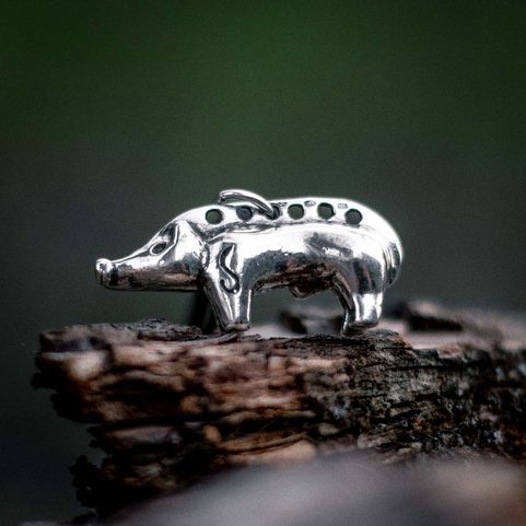 CELTIC BOAR, TABOR, BOHEMIA, PENDANT, STERLING SILVER