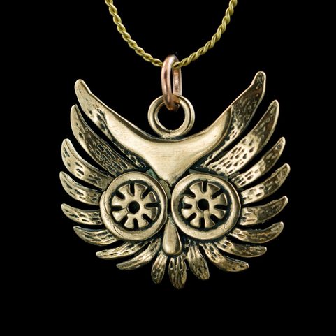 OWL HEAD, PENDANT, BRONZE
