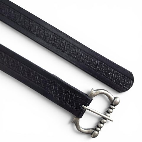 BLACK, DECORATED MEDIEVAL LEATHER BELT