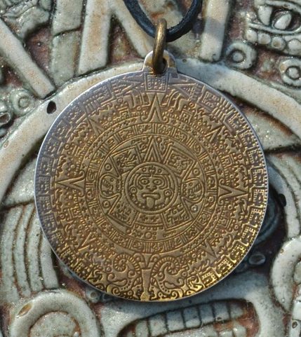 AZTEC CALENDAR, AMULET ON THE NECK, TALISMAN