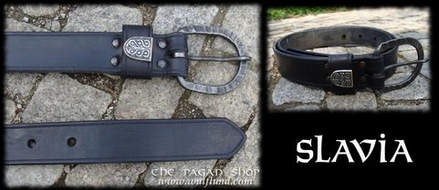 SLAVIA, EXCLUSIVE LEATHER BELT WITH SILVER MORAVIAN STUD