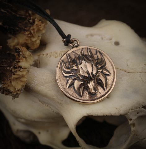 SLAVIC WOLF PENDANT, BRONZE