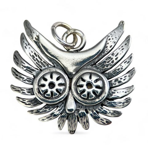 OWL - HEAD, PENDANT, SILVER