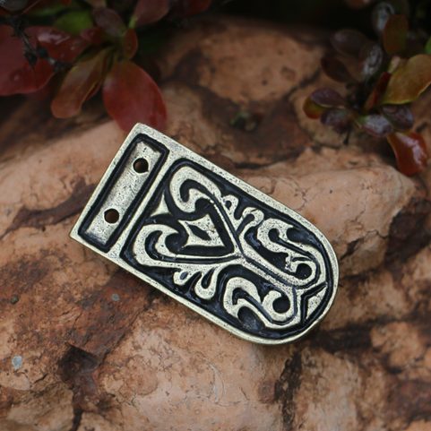 SLAVIC BELT STRAP END, GREAT MORAVIA ANTIQUE BRASS