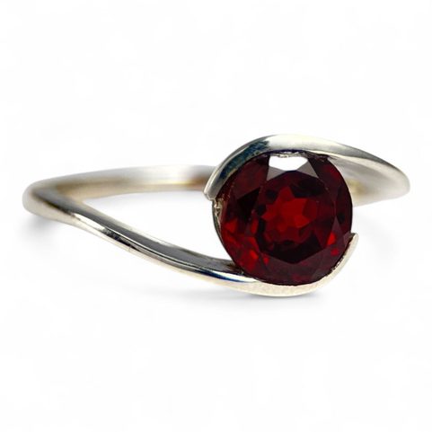 THEBES, RING, GARNET SILVER 925/1000