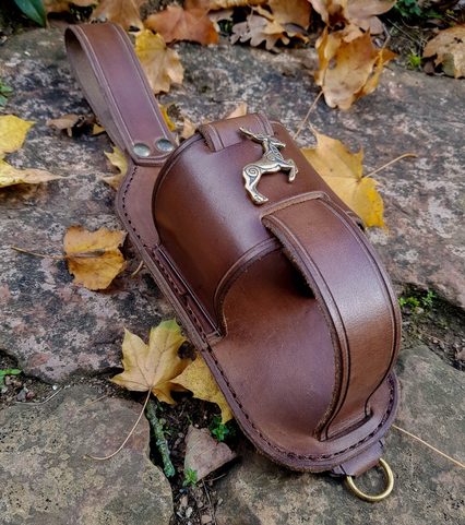 FIANNA CELTIC DEER, LEATHER BEER KOOZIE HOLSTER