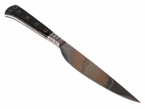 MEDIEVAL KNIFE WITH HORN HANDLE AND LEATHER SHEATH