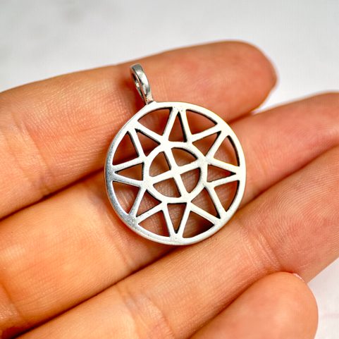 SUN AND CROSS, SMALL, SILVER PENDANT