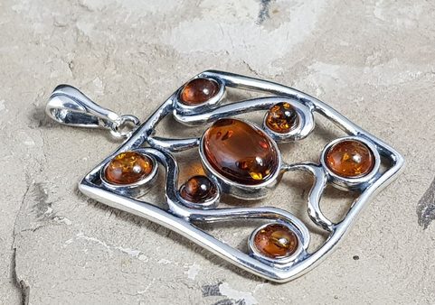 ANKA, PENDANT, BALTIC AMBER, STERLING SILVER