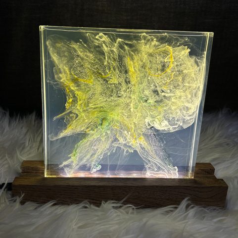 LAMPE LED PANEL, BOIS ET RÉSINE