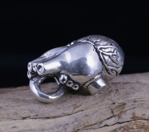 COEUR ANATOMIQUE, PENDENTIF, ARGENT 925