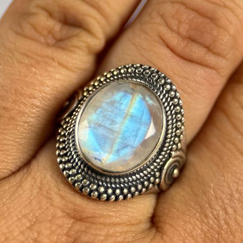 LUNARIA, BAGUE, PIERRE DE LUNE ARGENT 925/1000