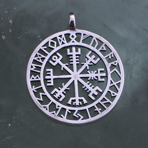 VEGVÍSIR - ISLÄNDISCHER KOMPASS, OHRRINGE UND ANHÄNGER AUS SILBER AG 925
