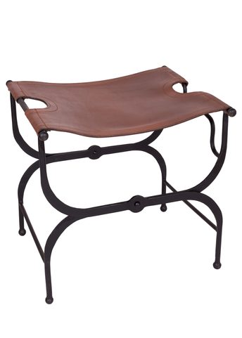 FOLDING ROMAN CHAIR, METAL AND LEATHER