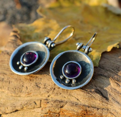 ORBIT, SILVER EARRINGS, AMETHYST
