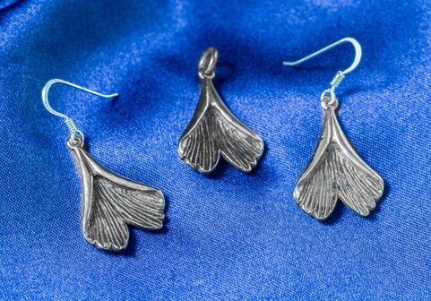GINKGO, EARRINGS, SILVER