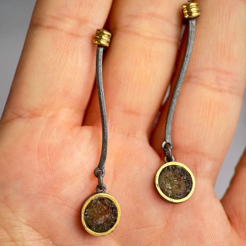 BOUCLES D'OREILLES EN ARGENT - MOLDAVITE, AG 925/1000