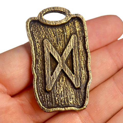 DAGAZ - RUNE PENDANT ZINC, ANT.BRASS
