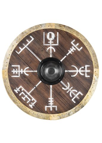 VIKING SHIELD VEGVÍSIR WITH RAWHIDE EDGING, 60 CM