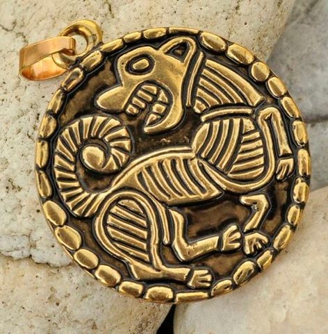 VIKING DOG TALISMAN BRASS PENDANT