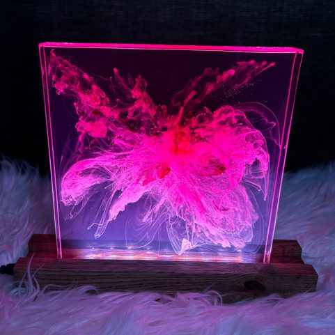 LAMPE LED PANEL, BOIS ET RÉSINE