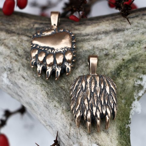 BEAR PAW PENDANT, BRONZE