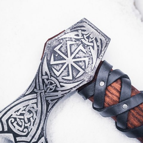 AXE OF PERUN, ETCHED WITH LEATHER