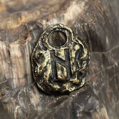 HAGALAZ - RUNIC AMULET, OLD BRASS