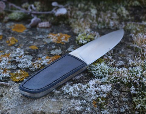 LOGAN DESIGNER KNIFE WITH LEATHER GRIP AND SHEATH, BLUE