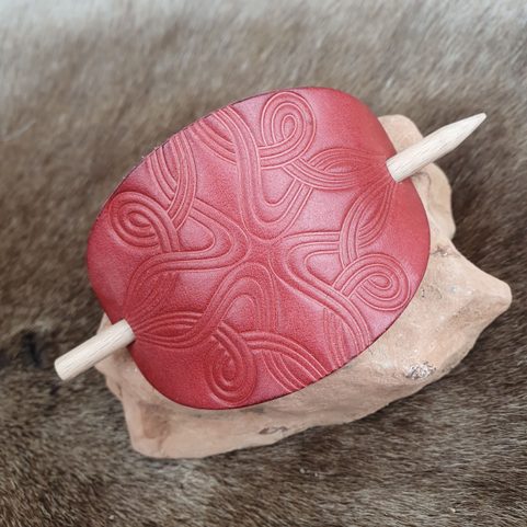 ERIN, LEATHER HAIR CLIP, RED