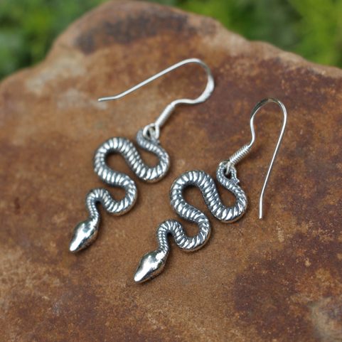 SERPENT - SET BOUCLES D'OREILLES ET PENDENTIF EN ARGENT