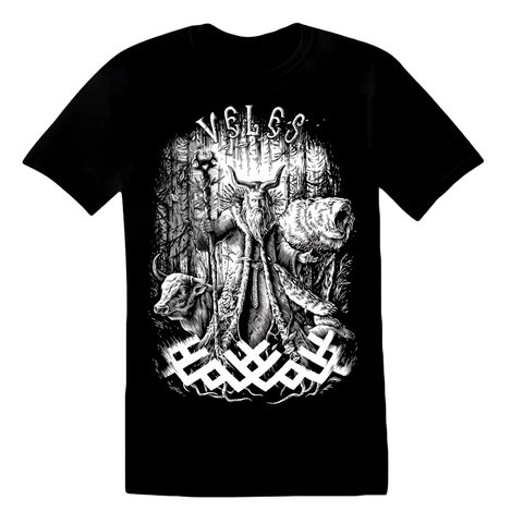 VELES, SLAWISCHES HERREN-T-SHIRT NAAV, SCHWARZ-WEISS