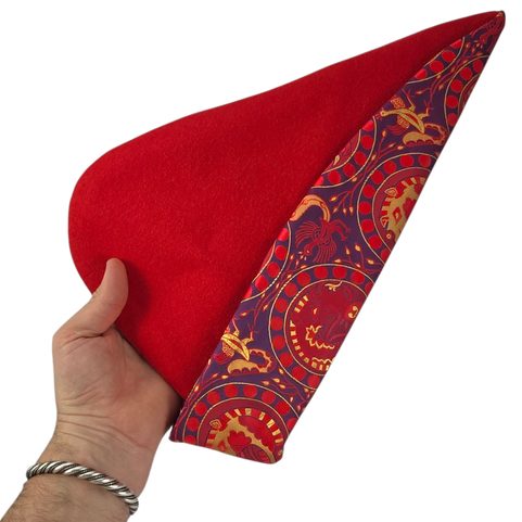 MEDIEVAL CAP, WOOL, BROCADE, RED