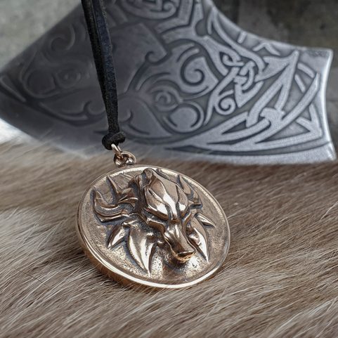 SLAVIC WOLF PENDANT, BRONZE