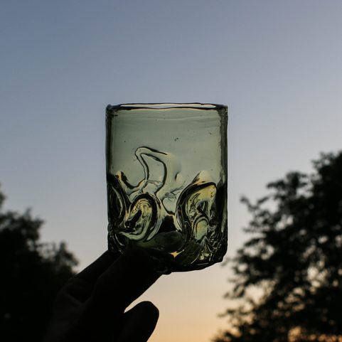 WHISKEY GLASS, GREEN FOREST GLASS, 1 PC