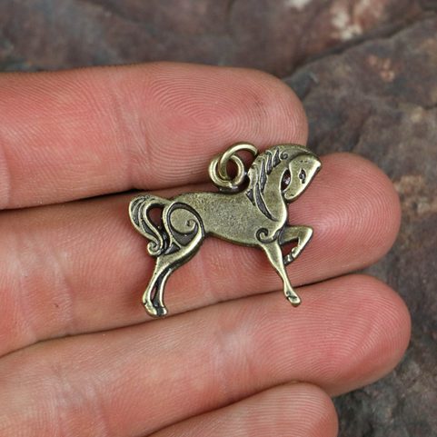 CELTIC HORSE, PENDANT, ZINC ANTIQUE BRASS
