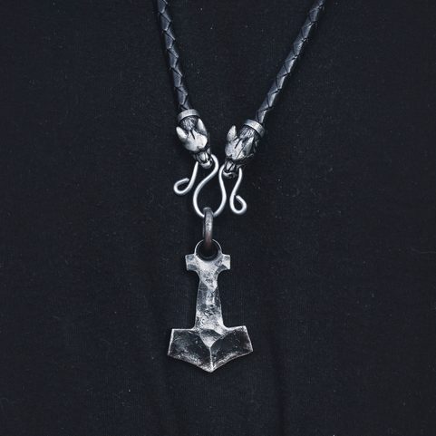 MARTEAU DE THOR - BIFRÖST, COLLIER, FORGÉ, BOLO EN CUIR