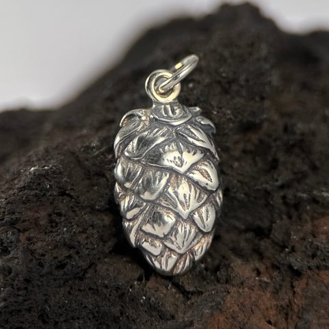 HOPS - HOP CONE, SILVER PENDANT