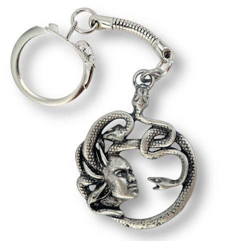 MEDUSA KEYRING, ZINC ANTIQUE SILVER