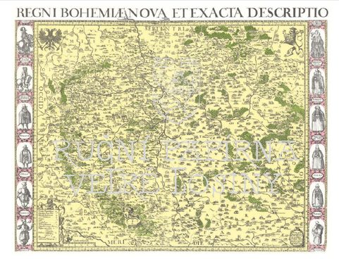 CARTE HISTORIQUE DU ROYAUME DE BOHÊME, PAPIER FAIT MAIN, REGNI BOHEMIAE NOVA ET EXACTA DESCRIPTIO