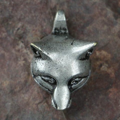 CELTIC FOX, HEAD, PENDANT, ZINC, ANTIQUE SILVER