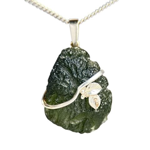 KATICA, MOLDAVITE, SILVER PENDANT AG 925