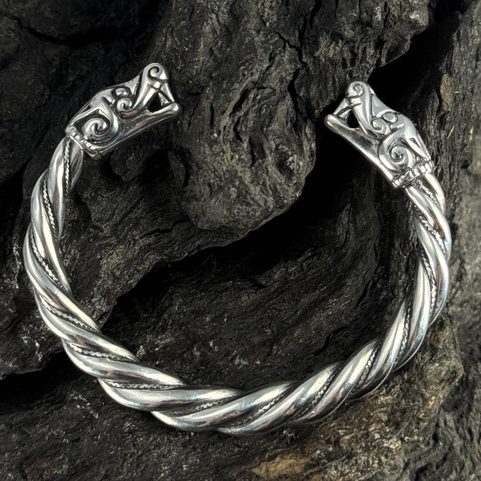 VIKING WOLF BRACELET FROM BURG, GOTLAND, SILVER 925, 63 G