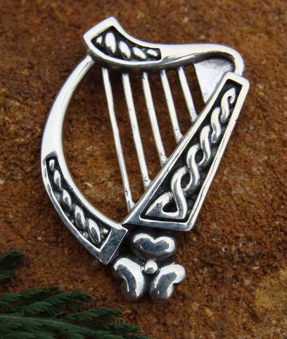 IRISH HARP, SILVER PENDANT