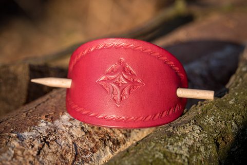 NAPOLI, LEATHER HAIR CLIP, RED