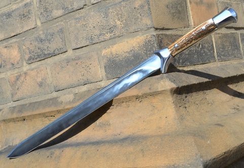 MEDIEVAL FALCHION, DEER ANTLER HANDLE