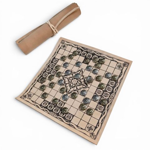 HNEFATAFL OR TAFL, VIKING BOARD GAME - LEATHER AND STONES